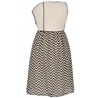 Wavelengths Chevron Contrast Dress in Ivory